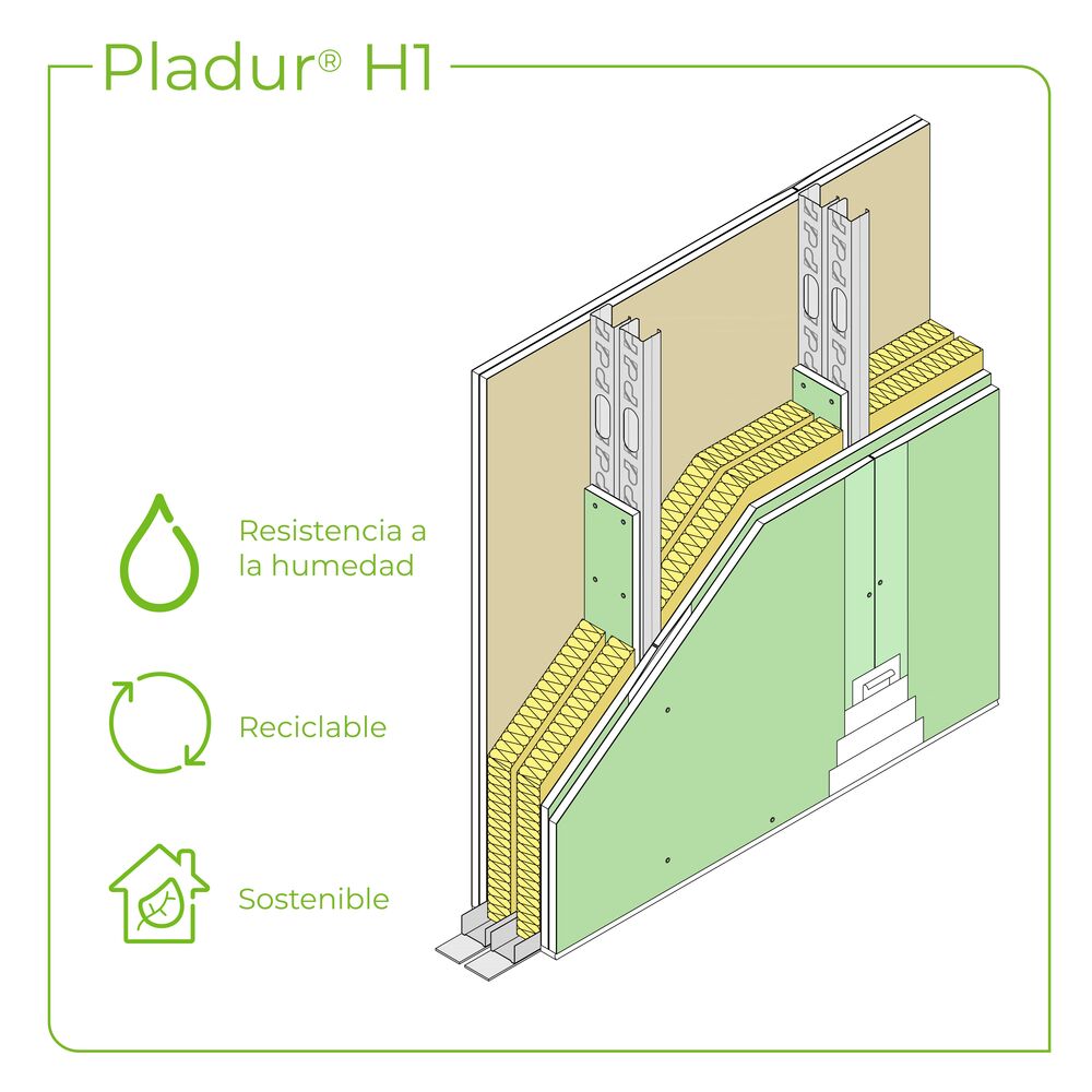 Tabique Pladur® 146 (48-35+e+48-35) 4H1 2MW Fixo