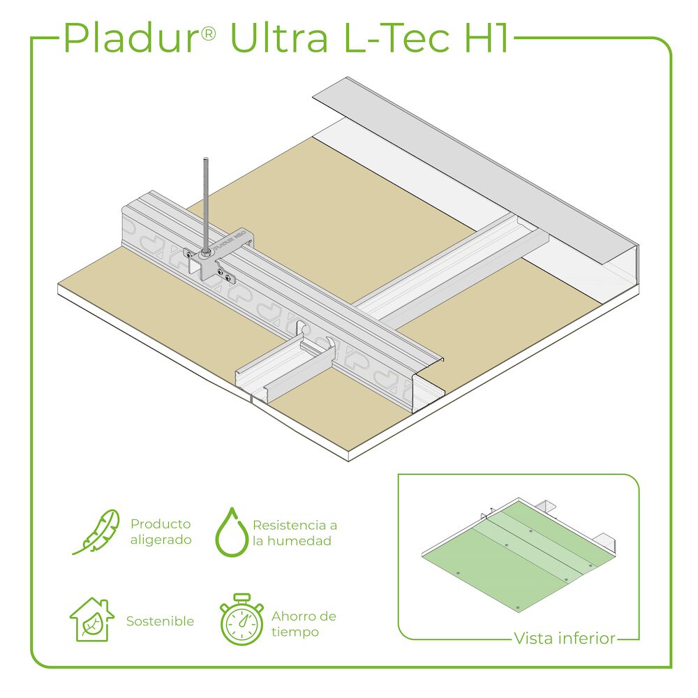 T.C. suspendido Pladur® NEO 48/1000x400 1x12,5 ULTRA L-TEC H1 MW