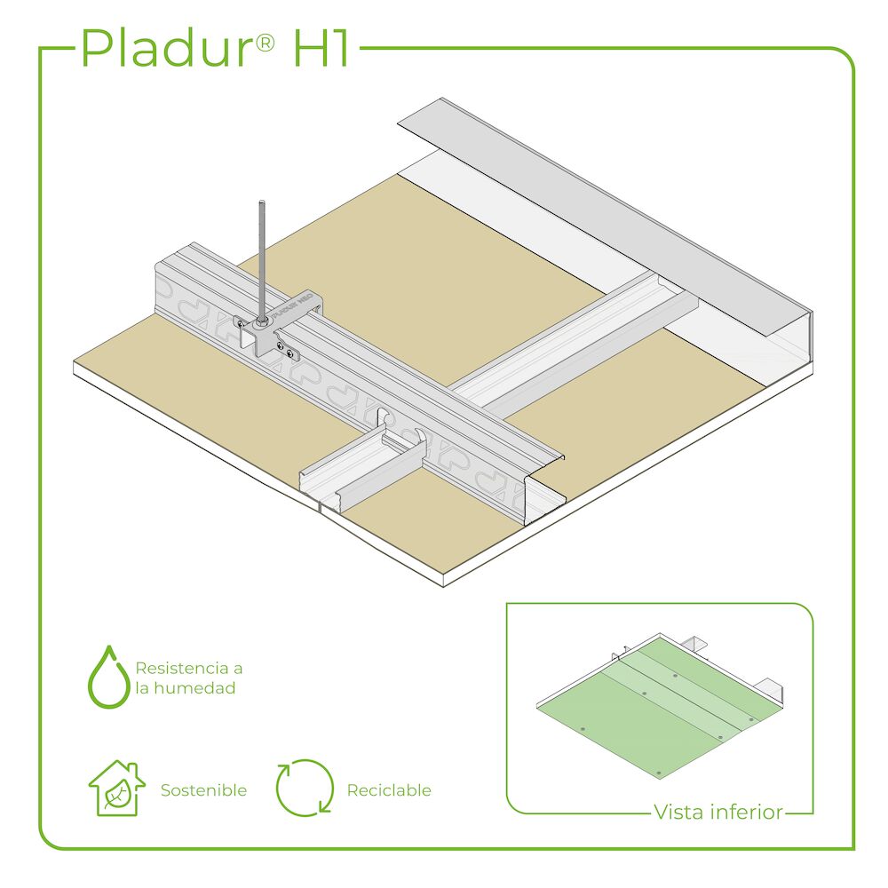 T.C. suspendido Pladur® NEO 48/1200x400 1x12,5 H1 MW