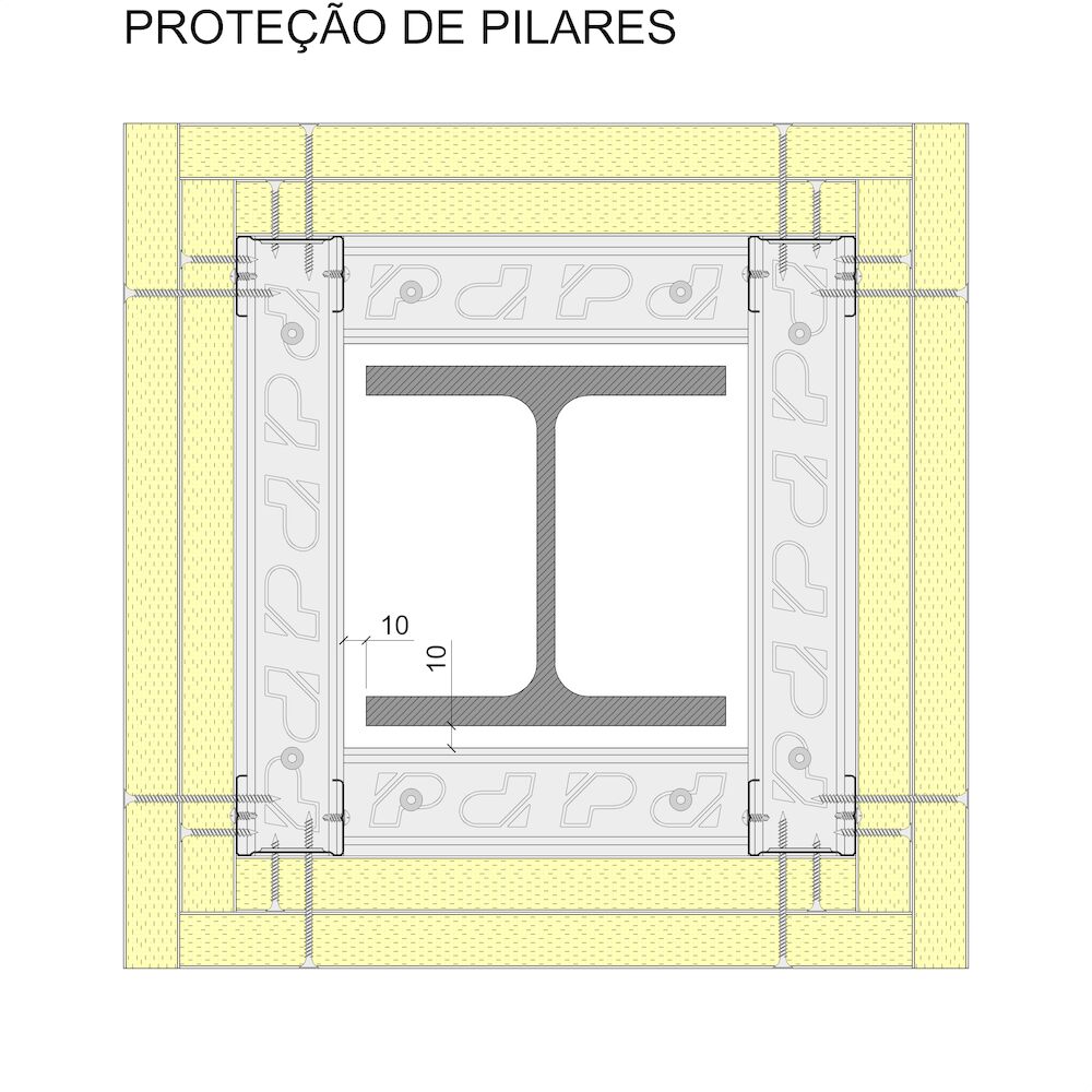 Proteção de estruturas de aço com sistemas autoportantes Pladur® 48-35 + 2x25 MAGNA