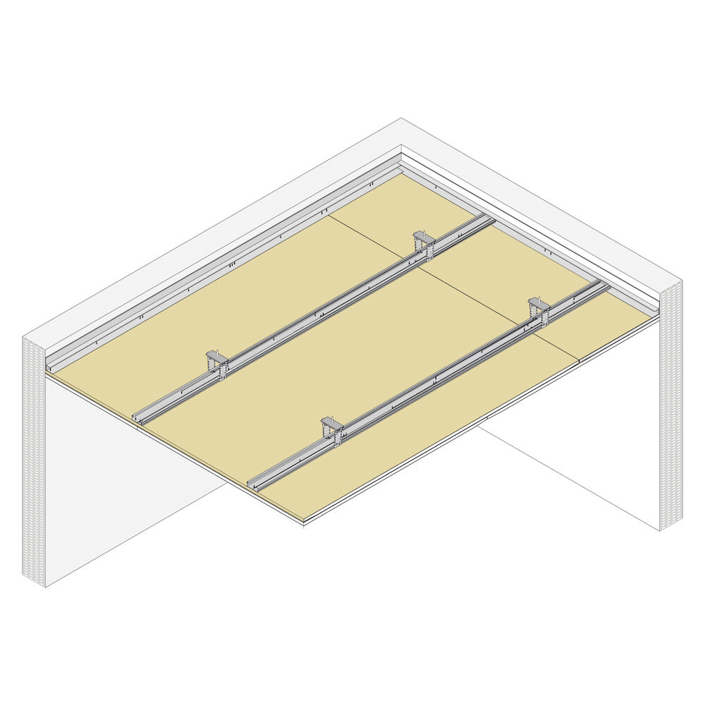 Suspended single frame ceiling Pladur® T-45+PL-75 1x12,5 H1 MW