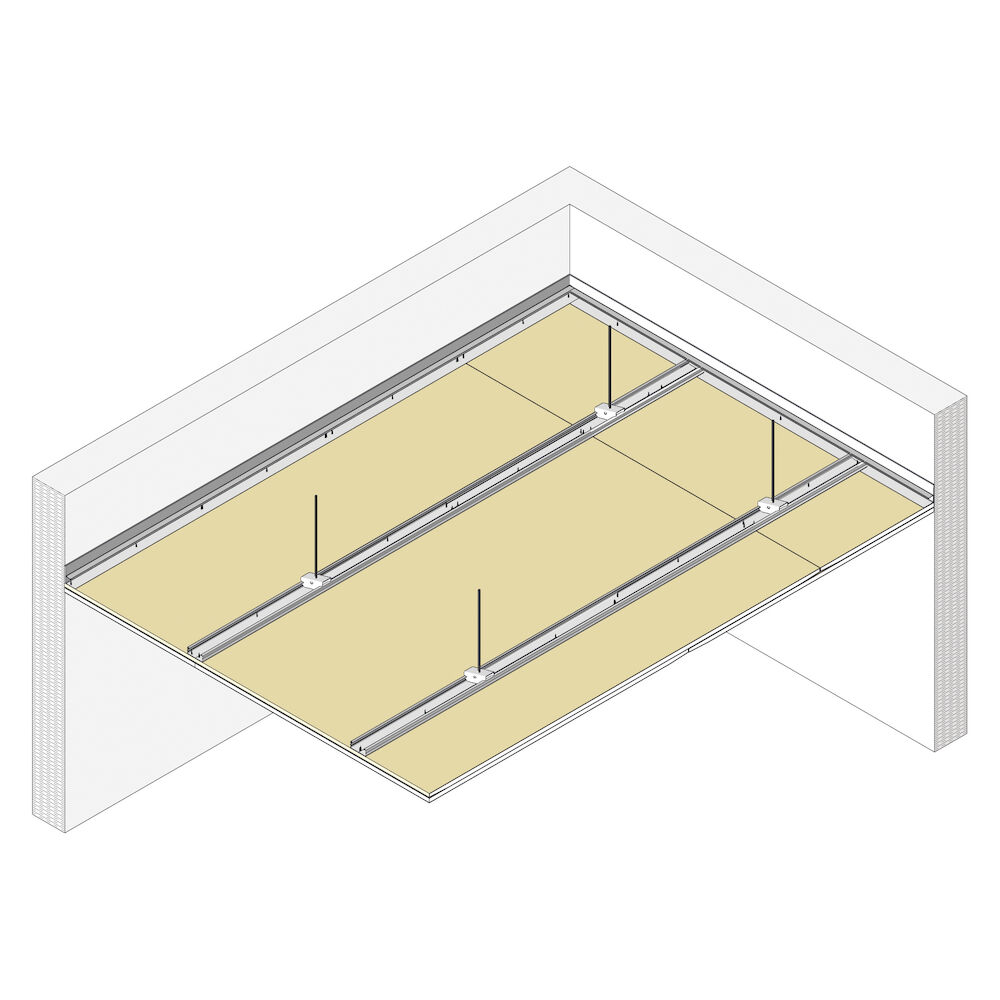 Suspended single frame ceiling Pladur® T-45 2x15 OMNIA MW