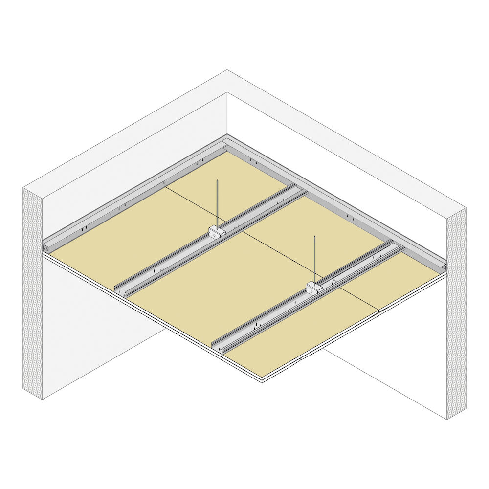 Suspended single frame ceiling Pladur® T-60 2x15 N MW