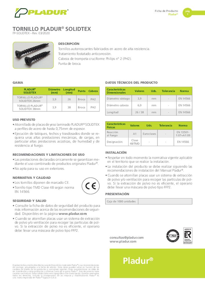 Tornillos Pladur Solidtex